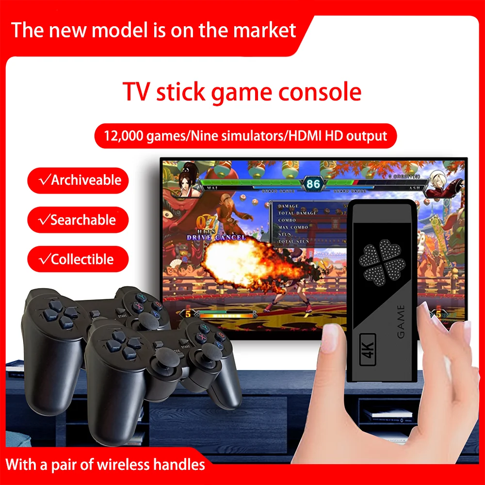 Video Game consoles M8 4K Buitl-in 10000 Retro games with dual wireless controller For PS1 GBA PSP FC Classic Video Game Stick