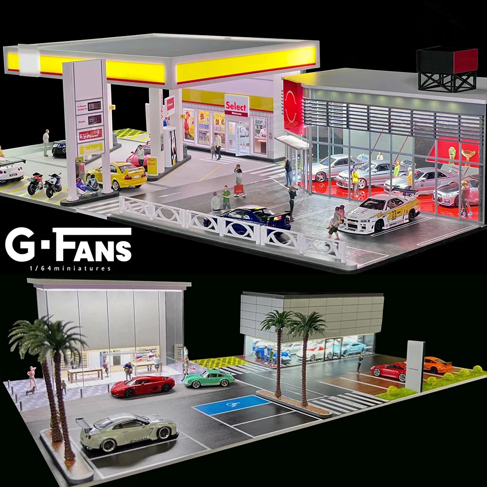 ☆ 1/64 Diorama Item Diorama 1:64 Car Garage Model Japanese Building Parking Lot Scene