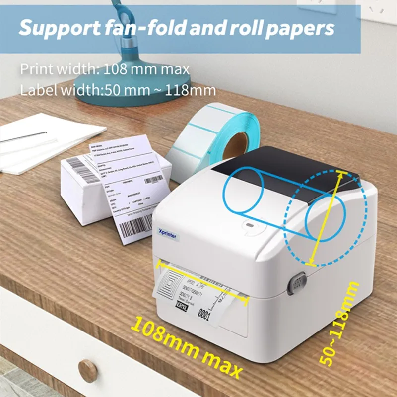 

420B 152mm/s thermal label printer 25mm-115mm thermal shipping label printer thermal barcode printer support QR code for EXpress