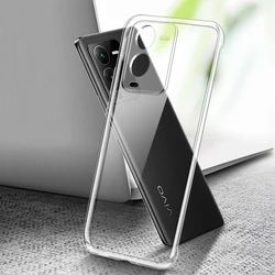 Luxury Clear Silicone TPU Phone Case with Lens Protection for VIVO V25 (Clear)