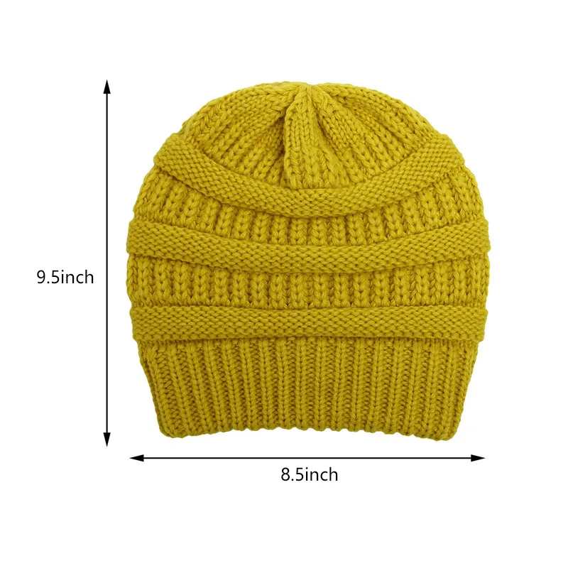 Winter Warm Knitted Hat Satin Lined Hairstyle Protection Beanie Hats Soild Color Outdoor Windproof Women Snow Skiing Caps 6