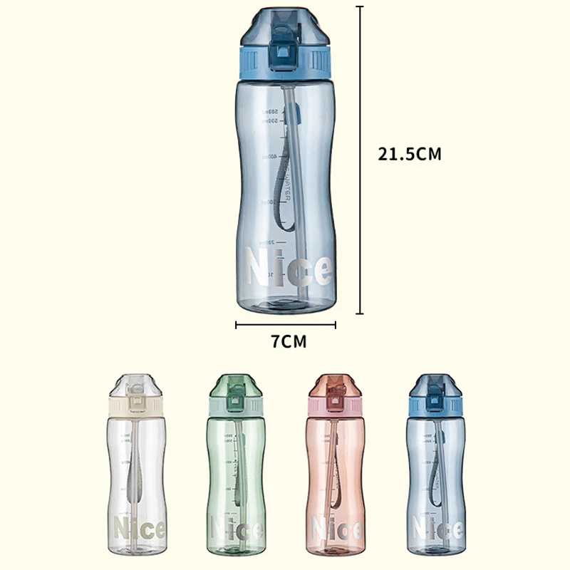 Plastic Water Bottle With Straw For Drinking Portable Sport Tea Coffee Cup Kitchen Tools Kids Water Bottle