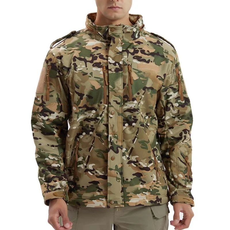 

Men's Soft Shell Camouflage Tactical Jackets Men Waterproof Fleece Military Coat Hooded Army Outdoor Jacket Hunting Clothes