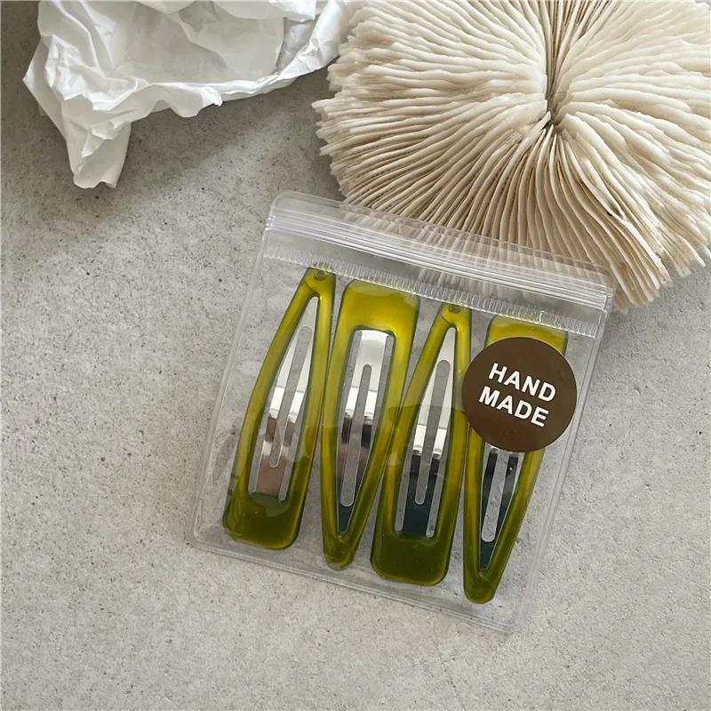 4 Stück/Set Bunte Öl- und Wassertropfen-Haarspangen für Mädchen, einfache BB-Clips für Ponyfransen, rosa Haarspangen, niedliche Haarnadel-Accessoires – Detail 2