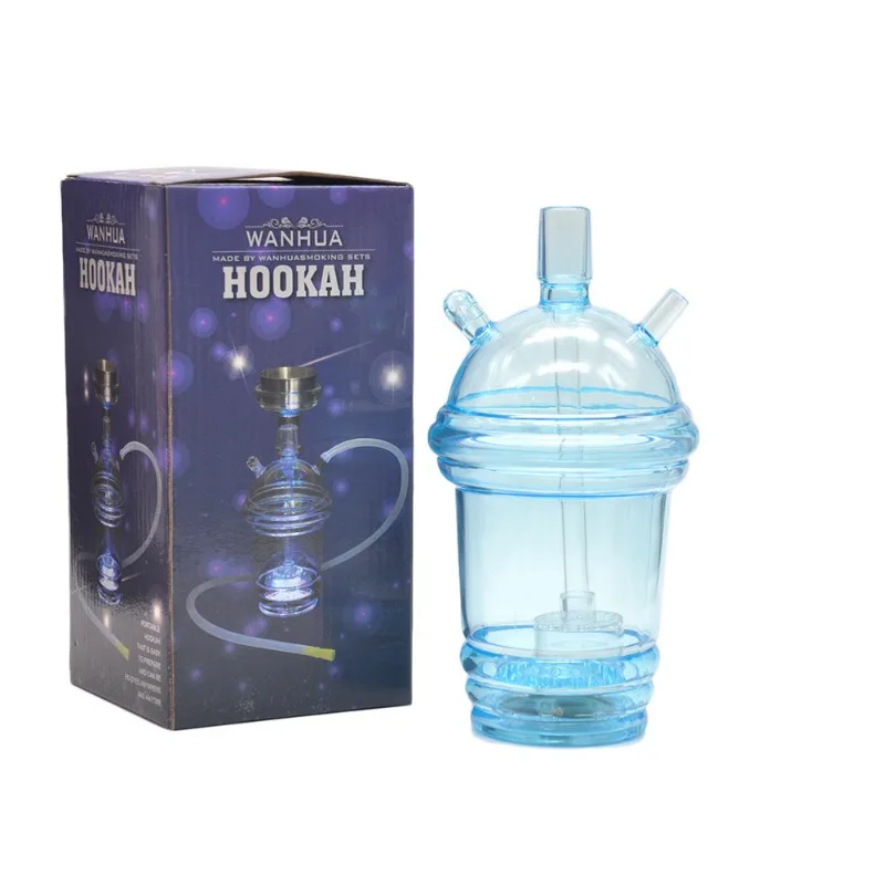 WEPUFF Design Cool Travel Shicha Plastic Sheesha Portable Small Retail Car Hookah Cup Shisha Set with LED Light Smoke Pipe
