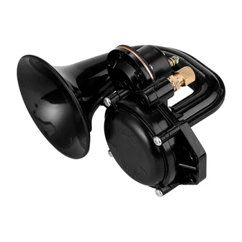 Truck 135db Loud Air Horn 12/24V SuperLoud Trumpet Air Horn with Electric Valve Flat for Auto Vehicle Trucks 1
