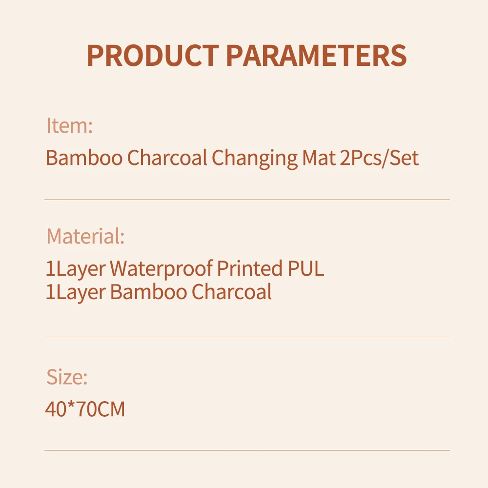 Elinfant 2 Pcs/Set Bamboo Charcoal Changing Mat Waterproof Washable Changing Pads/Covers Comfortable Sheet Mat Bed Pads 40*70cm