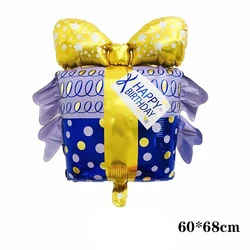 Vibrant Candy Donut and Lollipop Foil Balloons for Celebrations and Decor (Blue gift box)