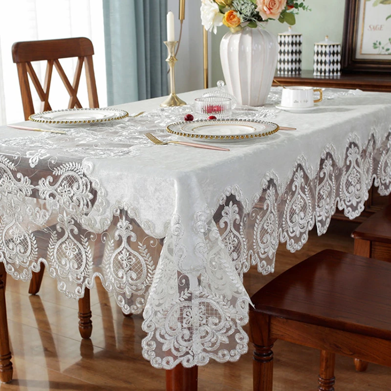 Thickened Chenille High-grade Embroidery Tablecloth Wedding Party Home Decor Lace Table Cloth Furniture Dust Cover mantel mesa