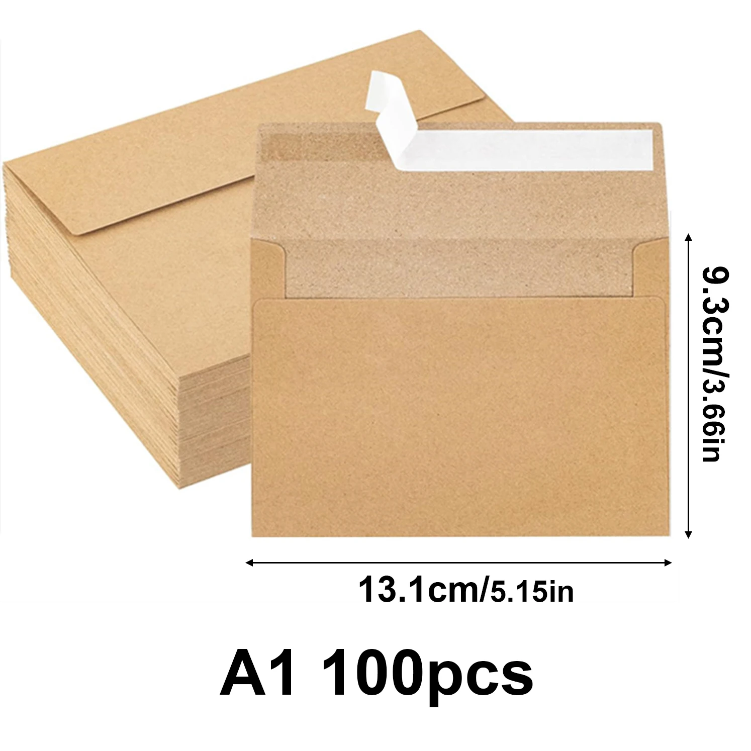 100 Pcs Envelope Release Adhesive Sealing Invitation Photo Envelope Kraft Envelopes Greeting Cards Multi-function Letter Blank