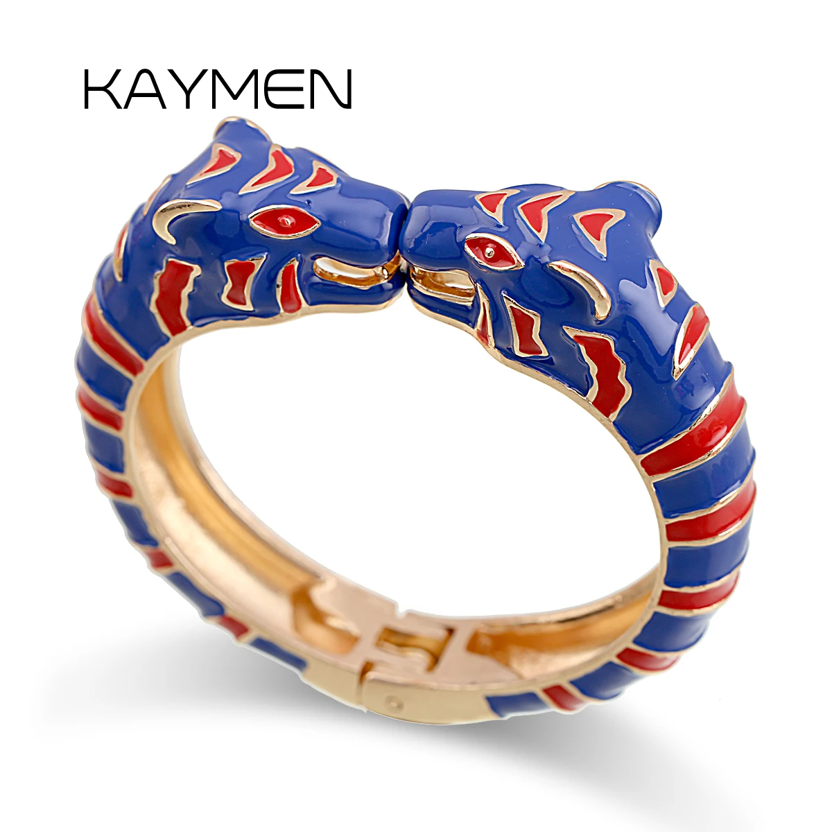 KAYMEN New Enamel Colorful Tiger Bangle Cuff Bracelet for Women Girls Statement Multicolor Fashion Bangle Jewelry 15 Colors 3
