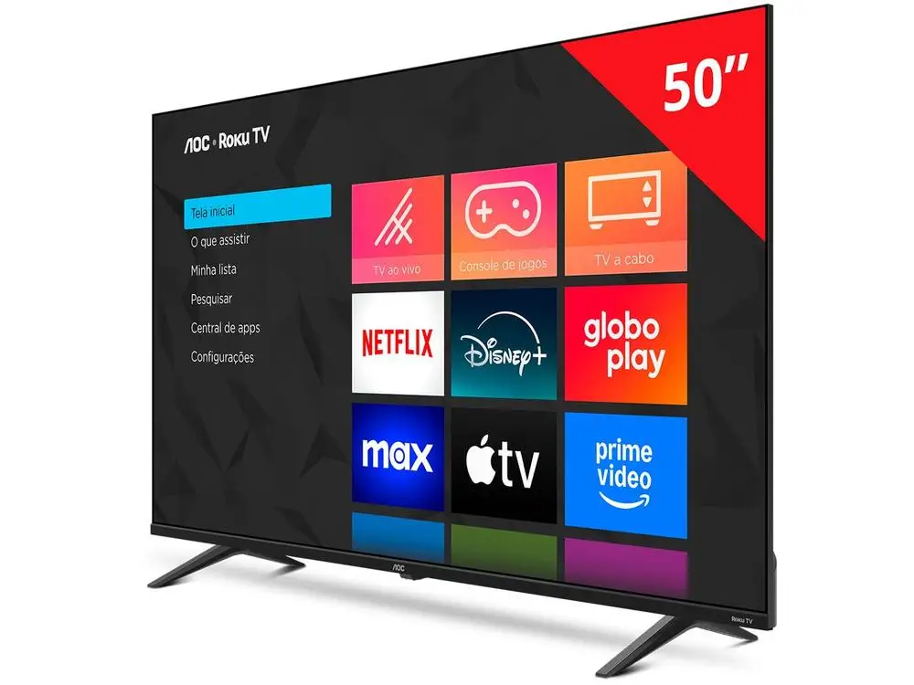 Smart TV 50" AOC 4K DLED 50U7045/78G Roku TV Quad Core 3 HDMI 4
