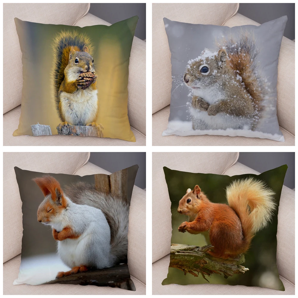 Cute Squirrel Cushion Cover Pillowcase 