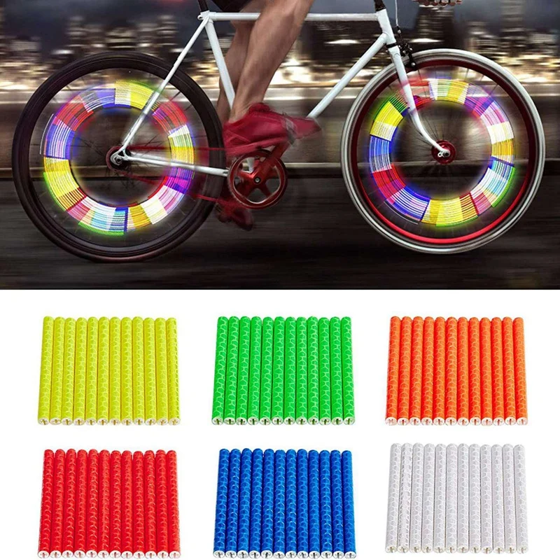 

36Pcs Bicycle Spoke Reflector Bike Wheel Reflector Tube Cycling Warning Strips Mount Clips for Night Cycling Riding