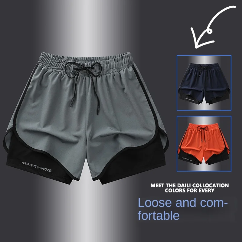 NASA GISS Sports Three Piece Pants Summer Anti glare Double layered Sports Shorts for Men and Women Couples