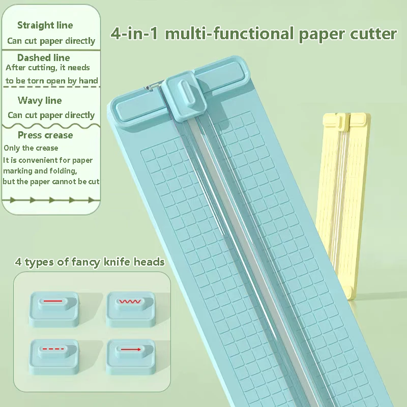 1PC 4 in 1 Two-Way Paper Cutter, Manual Office Paper Cutter, Send 4 Cutter Heads, Design for Schools, Offices and Homes - 6