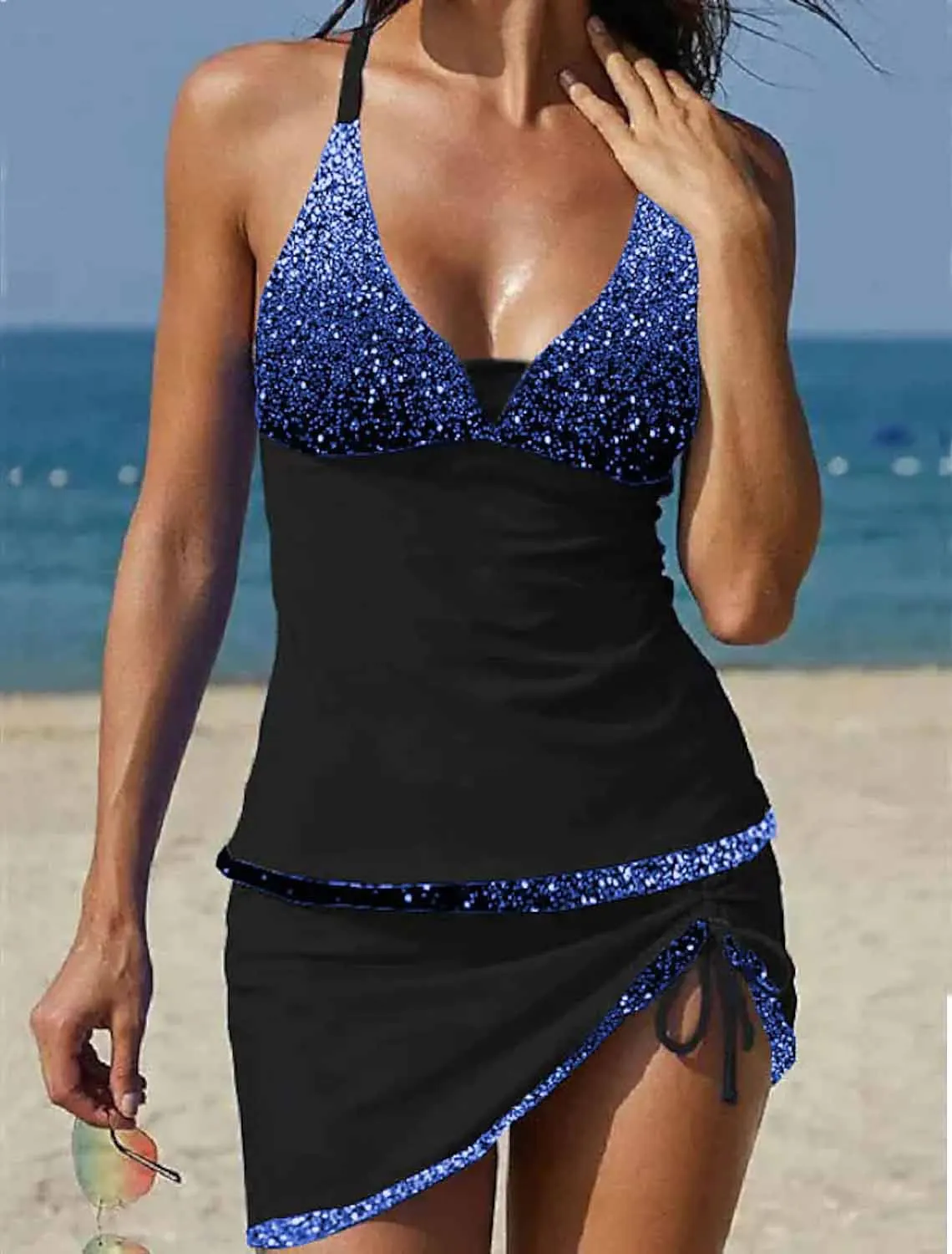 2023 Summer High Waist Beachwear Tankini Female Sexy Bikini Two Piece Set Swimsuits SwimwearWomen Print Bathing Suit Monokini