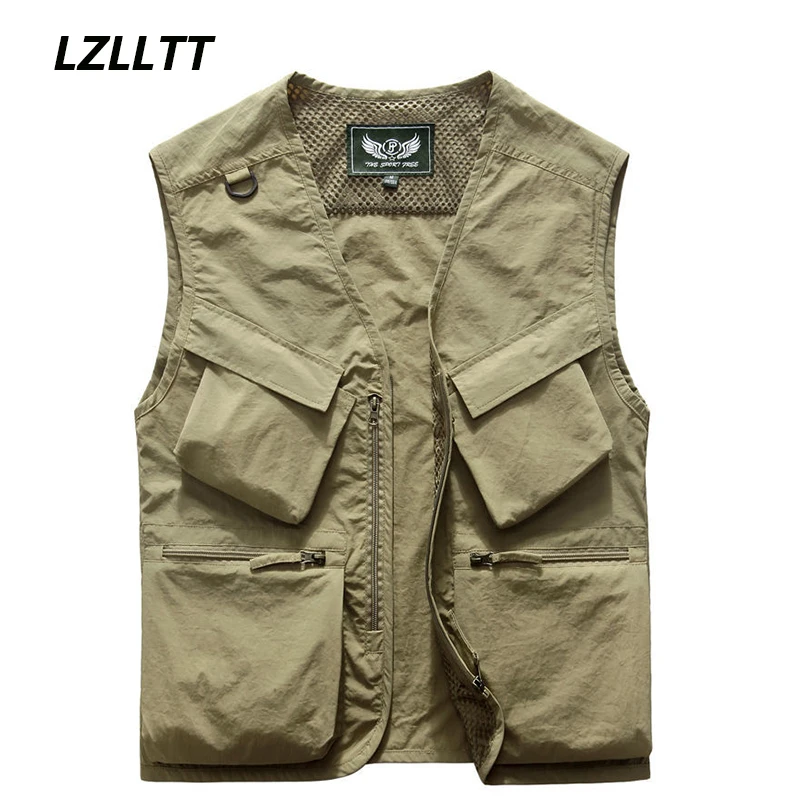 2023 Primavera Autunno Uomo Outdoor Vest Multi-Pocket Solid Fishing Director Reporter Gilet Fotografia Casual Gilet Tattico Maschile