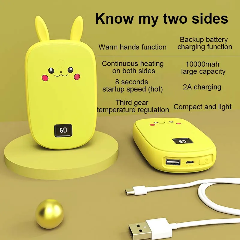 Chauffe-Mains Rechargeable 10000mAh, Chauffe-Mains Électrique Portable
