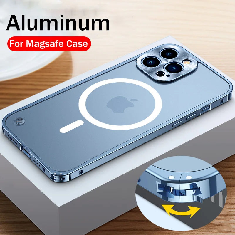 Magnet ring halter für magsafe kabellose Lade tasche für iPhone 15 14 12 13  Pro Max plus Stoßstange stoß feste Metall halterung - AliExpress
