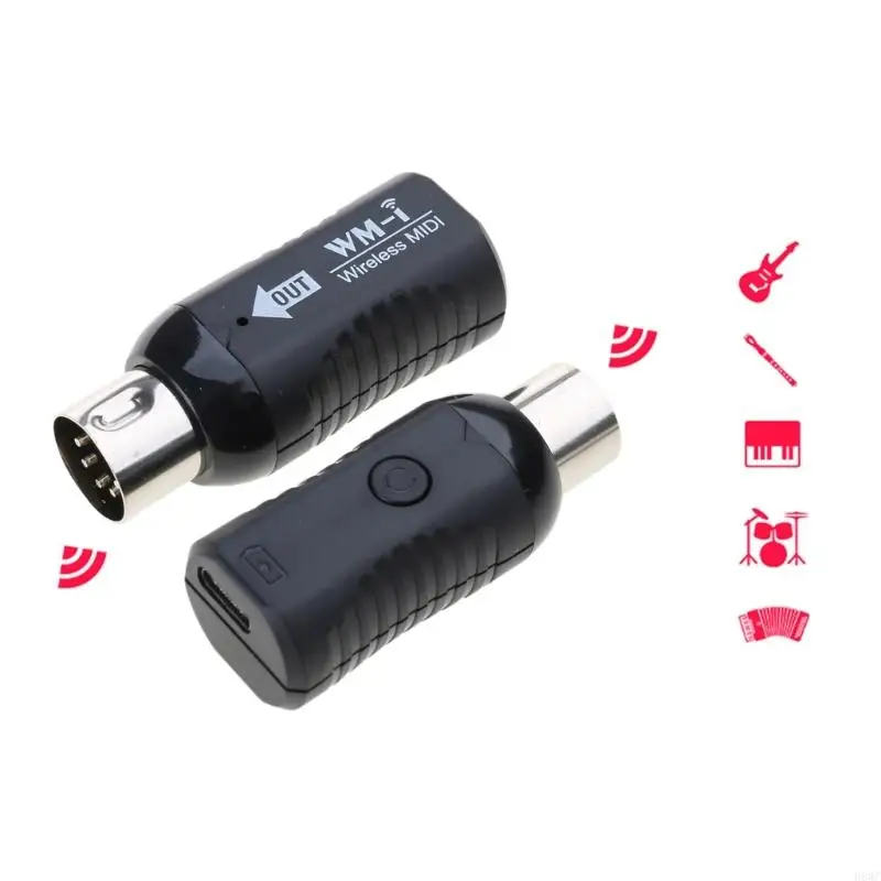 H8WC Wireless MIDI Adaptor 2.4GHz MIDI Wireless Guitar System Receiver Transmitter