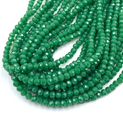 Vibrant Blue - Green Crystal Beads for Jewelry Crafting - Rondelle Faceted Glass Spacer Beads for DIY Bracelets (Solid green)