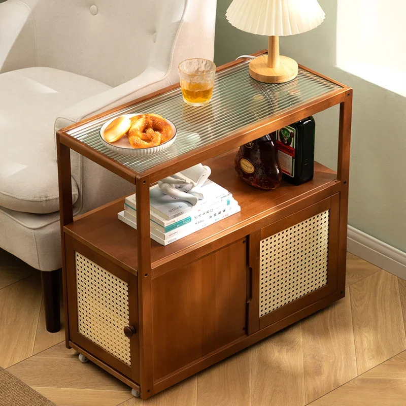 Movable Side Table Mini Coffee Table Sofa Side Cabinet Nightstand Square End Storage Rack Corner Stand Compact Tea Station
