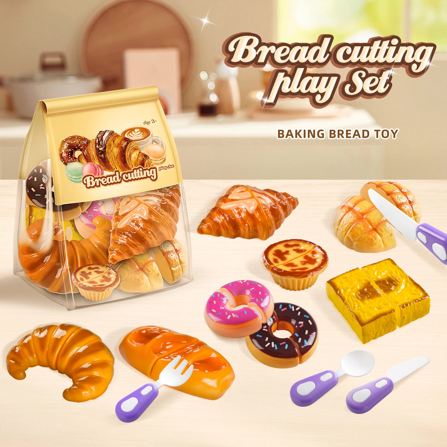 Children's Play Afternoon Tea Kitchen Toy Simulation Bread cutting toys Pastry Girl Tea Break Multi Color Set for Children Gifts