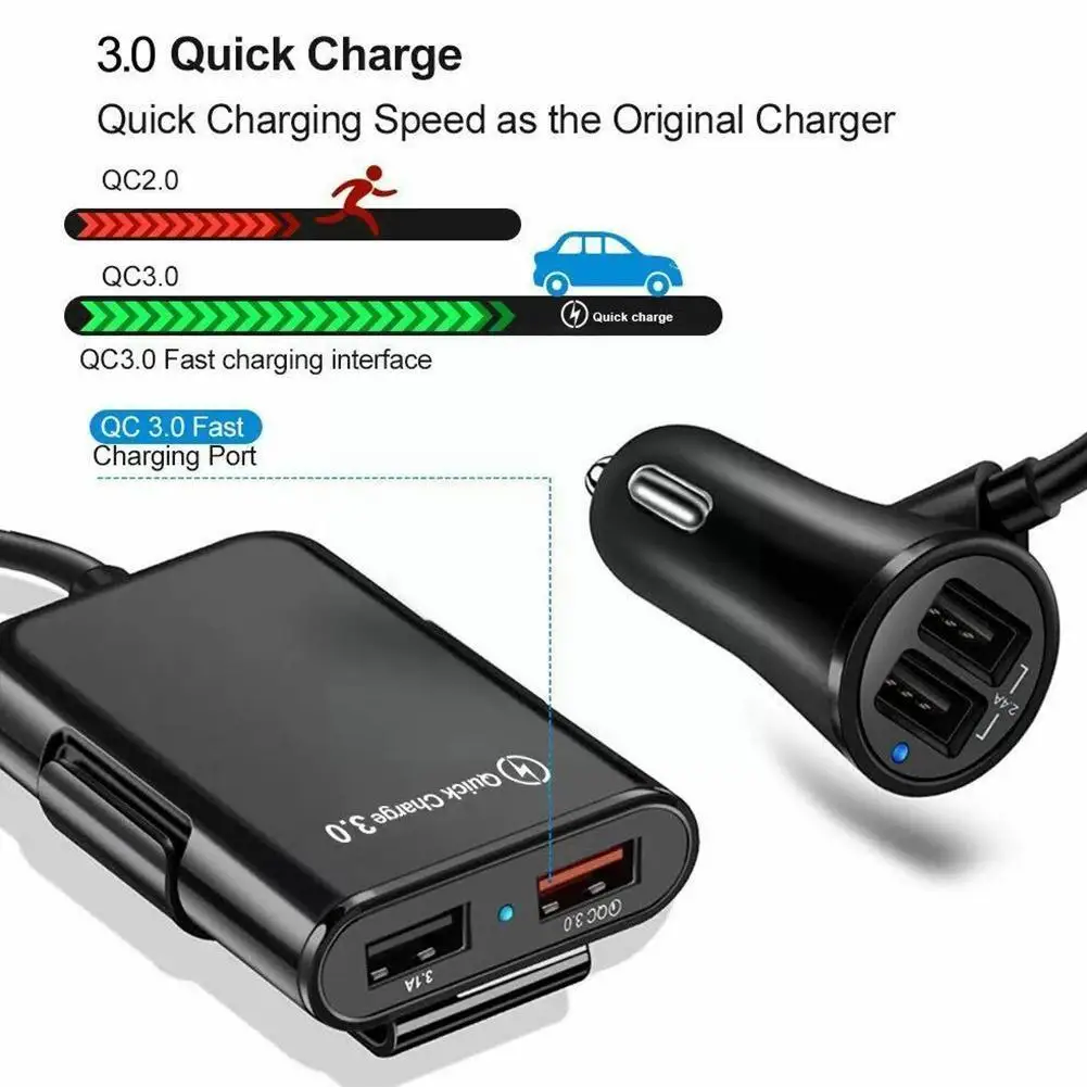     USB  , C7R7  ̺, 5.6ft  ڵ, QC3.0 + 2.4A + 3.1A, 4 Ʈ