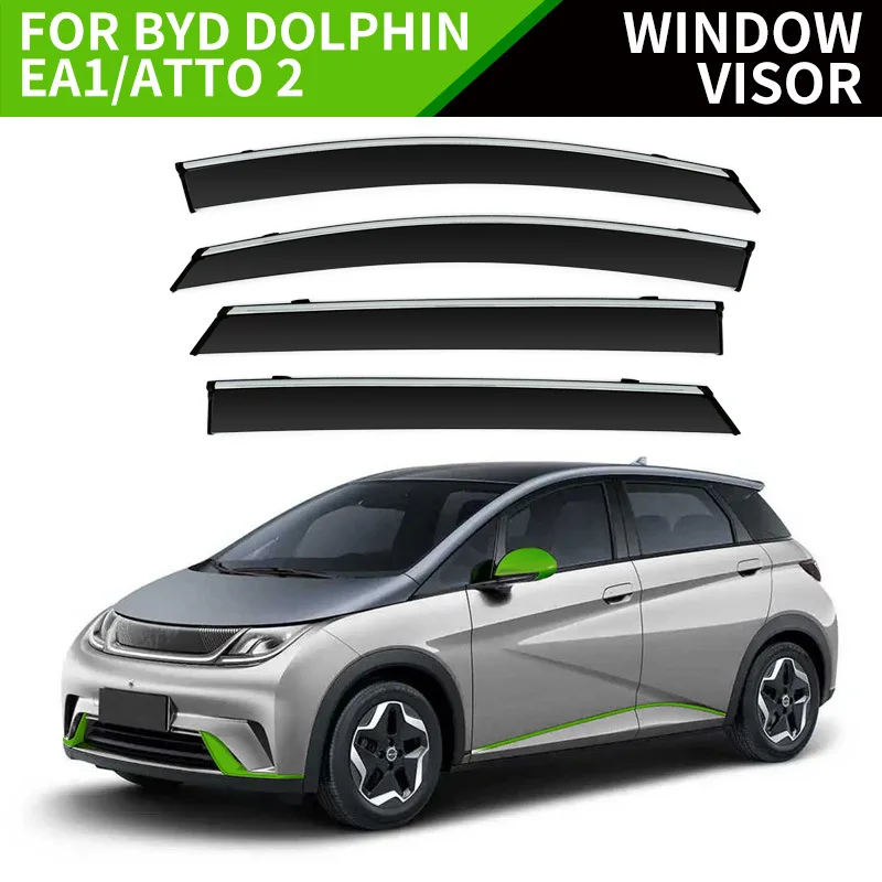 For BYD Dolphin ATTO 2 Window Visitor Stainless Steel Strip Wind Deflectors Visors Rain Guard Door Visor Vent Shades Ventvisor