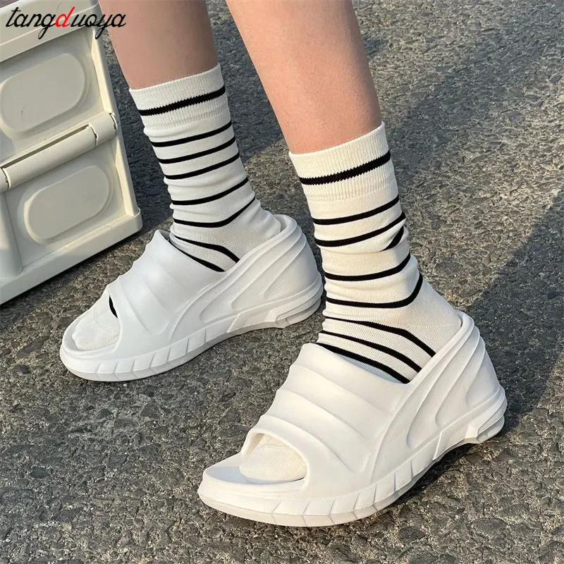 white platform slippers Summer Woman Solid New Brand Slipper Fashion Modern Round Toe Height Increasing Concise 2023 Shoe _ AliExpress Mobile