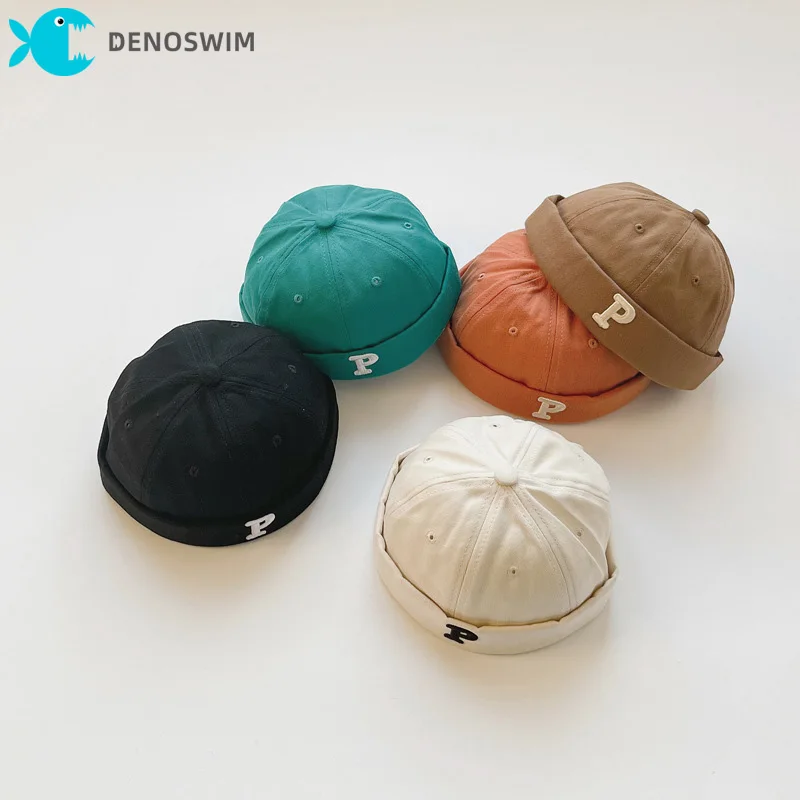 Kids Melon Skull Beanie - Solid Color Brimless Hat for Boys  Girls