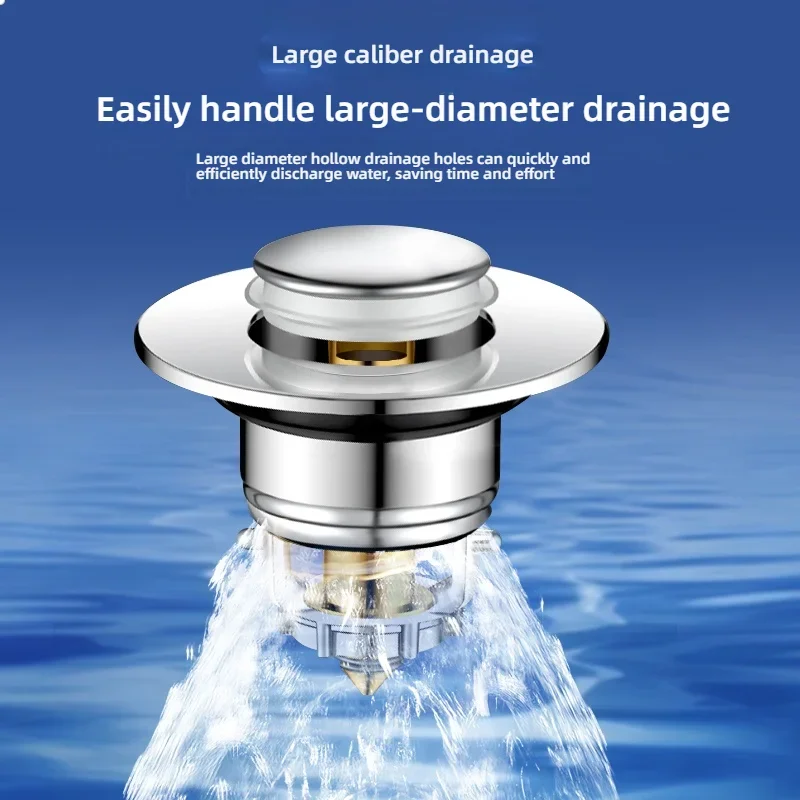 1PCS Universal Rebound Drain Plug Filter Metal Basin Pop-up Sink Filter with Hair Catcher Bathroom Sink Drain Stopper