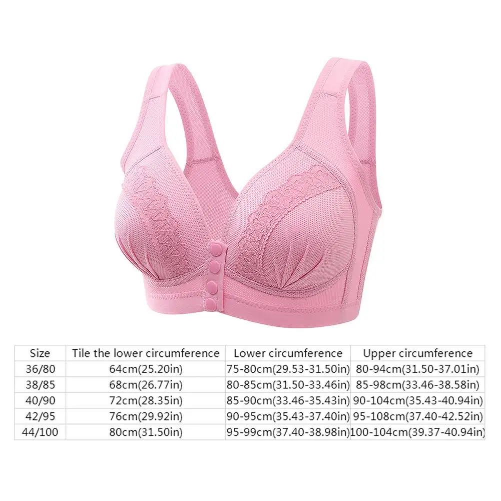 Skin-Friendly Cotton Front Button Bra Women's Wireless Underwear Breathable  