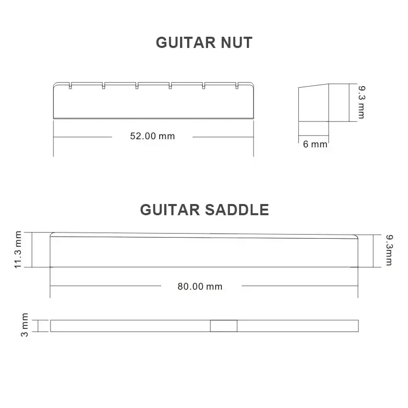50pcs Classical Guitar Nut and Bridge Saddle Plastic 52MM 80MM Guitar Parts Ivory guitar nut