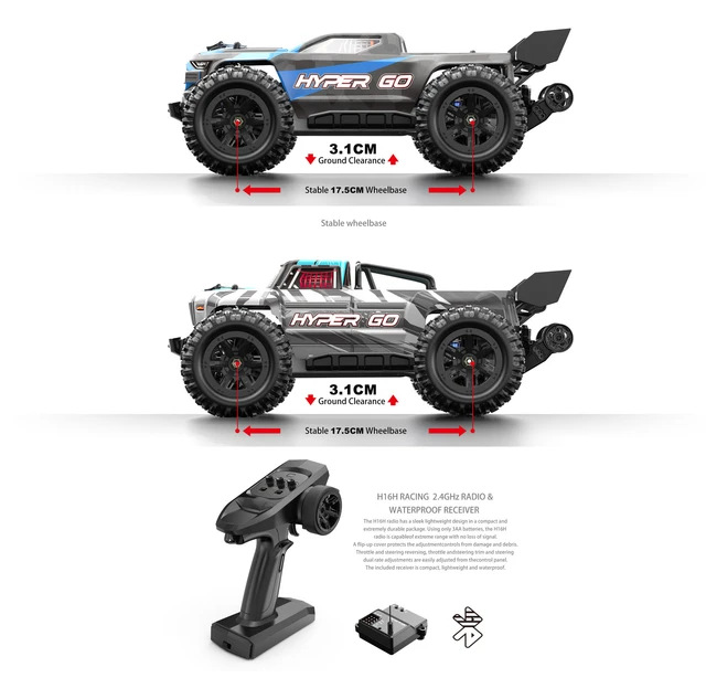 MJX Hyper Go H16E RC Car 1/16 Off Road with GPS Speedometer Mobile App