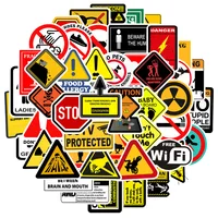 50PCS Warning Stickers Danger Banning Skateboard Fridge Guitar Laptop Motorcycle Travel Classic Toy Cool Decals Sticker 2