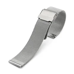 Premium Milanese Mesh Stainless Steel Watchband with Folding Buckle - Universal Fit 18 - 24mm - 22mm (0.6mm - silver)
