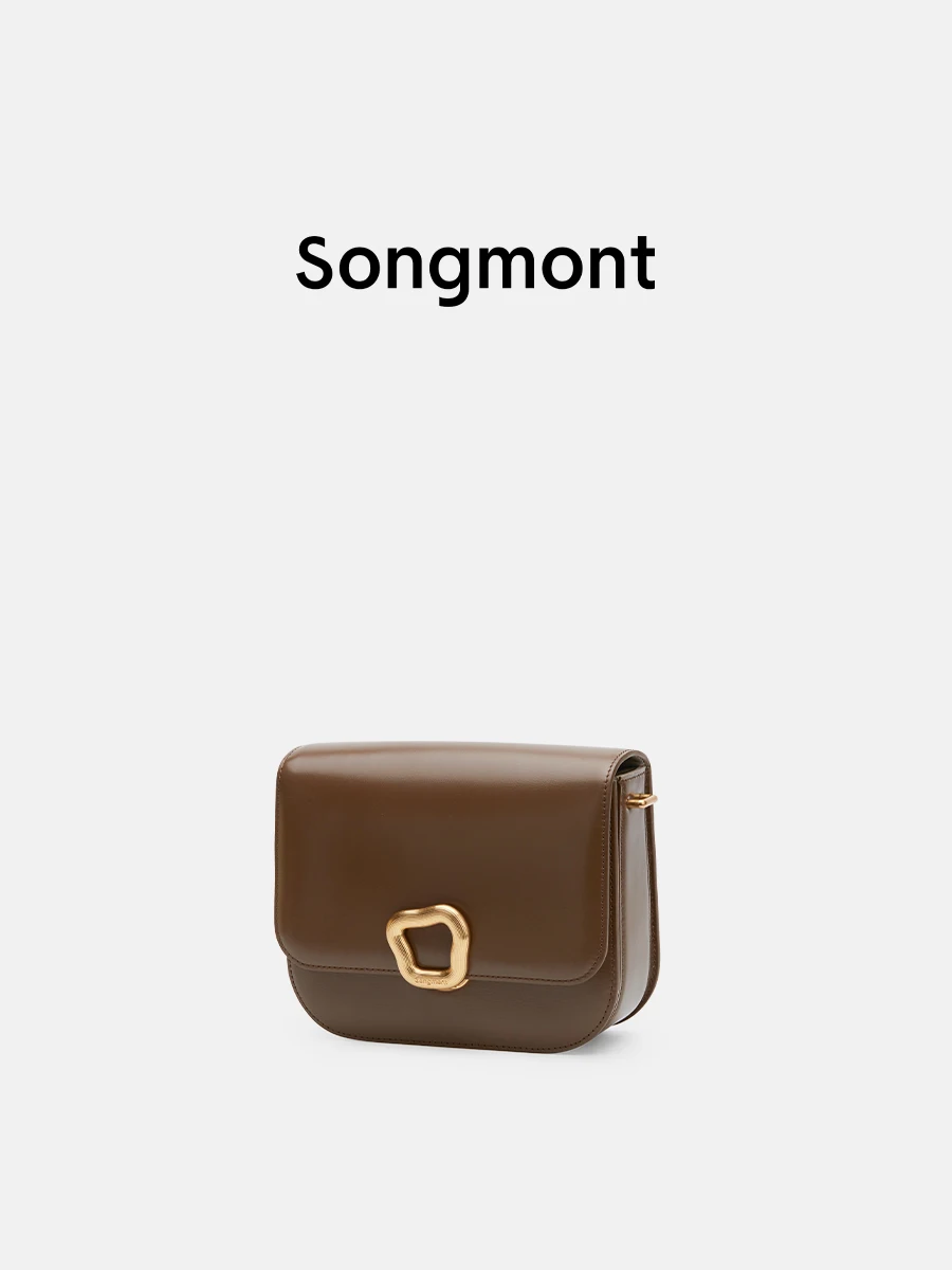 Songmont women’s střední resetovat tofu brašna káča obilí cowhid kůže bedra pytle crossbody brašna čtverec klapka brašna