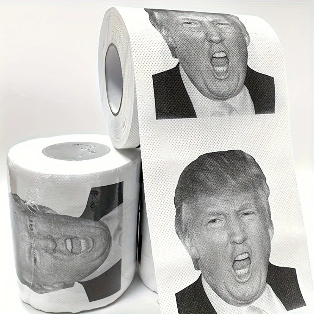 Creative Toilet Paper Roll Featuring Angry Trump Pattern Quirky Fun Design Unbleached toilet roll paper 1pc