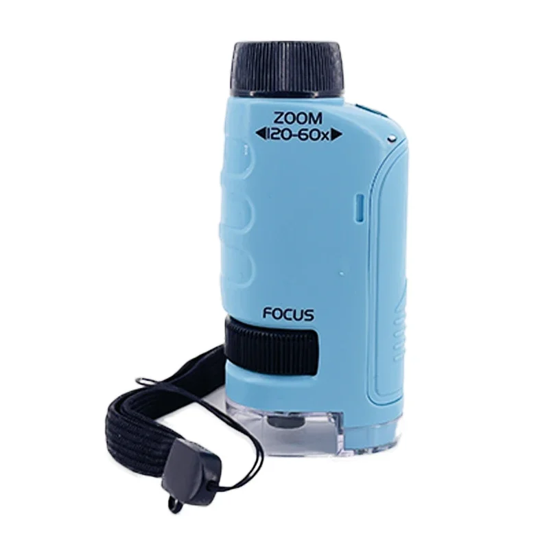 Kid Science Experiment Pocket Microscope Toy Kit 60-120x Educational Mini Handheld Microscope with Light Children Toys Gift