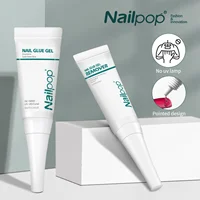 NAILPOP Strong Nail Glue Gel Professional Fast drying Glue with Remover for Fake Acrylic Nails and Press on Nails Kit Glue Gel 1
