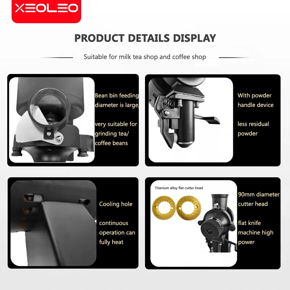 XEOLEO 90mm Coffee Bean Grinder Flat Titanium Plated Burr No Static Electricity Espresso Coffee Maker Speed Regulation Tea Grind 6