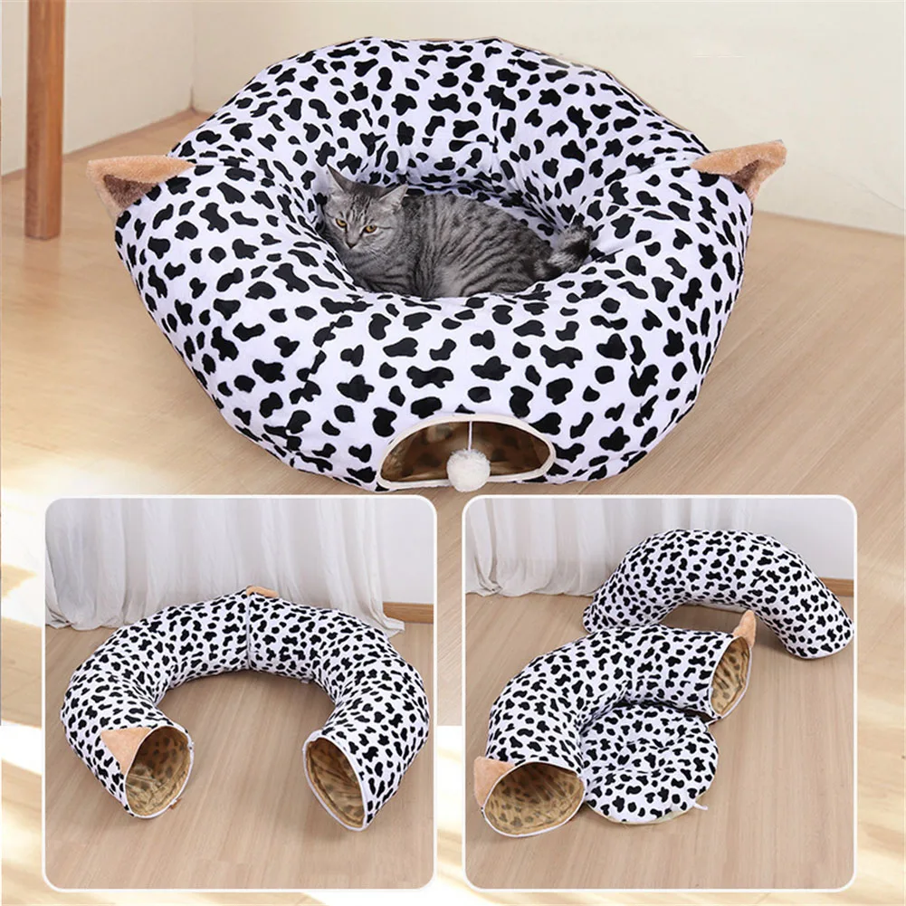 

Collapsible Cat Tunnel Tube Sound Paper Peek Hole For Cats Ferrets Puppy Hiding Training Practical Pet Interactive Play Toys