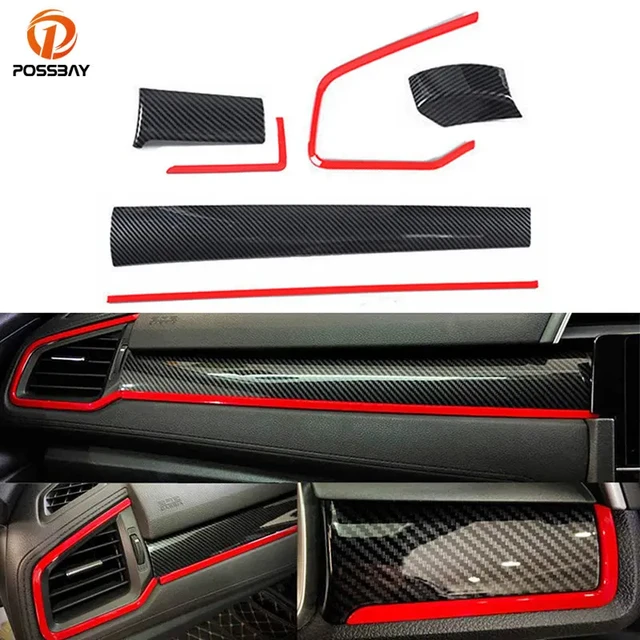 Dashboard Cover Sticker For Honda Civic 10th Gen Carbon Fiber Decoration  Abs 1pc