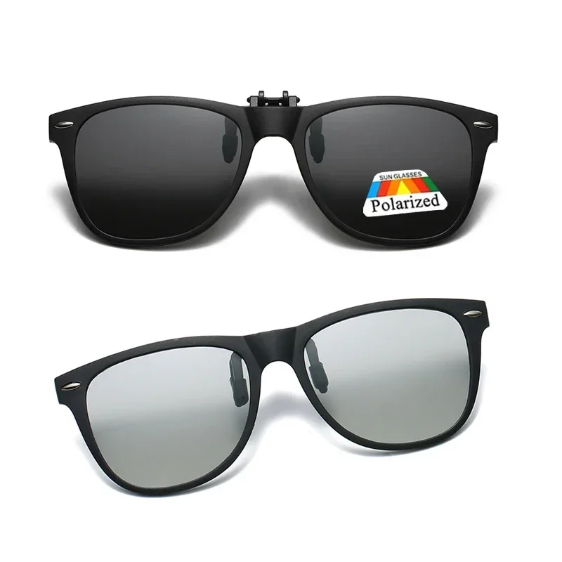 Unisex Photochromic Polarized Flip-Up Clip-On Sunglasses