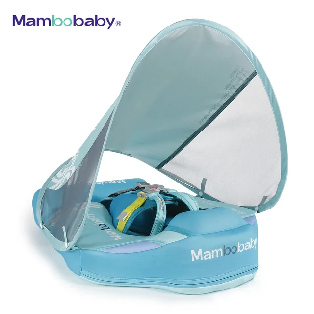 Mambobaby Non-Inflatable Baby Float with Canopy Waist Swimming Chest Floater with Tail Float Trainer Pool Toys 1