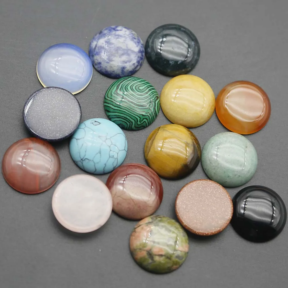 25MM Semicircle Precept Noodles Natural Agate Crystal Color Treasure Stone Semiround Bead Patch Inlaid Jewelry Accessories 12Pcs