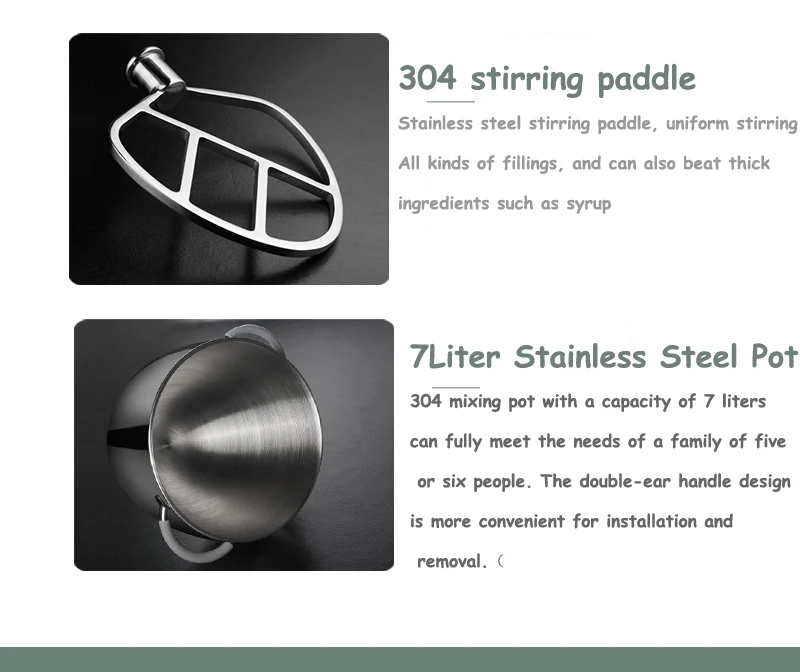 X7 Tilt-Head Electric Stand Mixer Professional Grade Chef Machine 7L 800W 304 Stainless Steel Frequency conversion  With 9 Gears