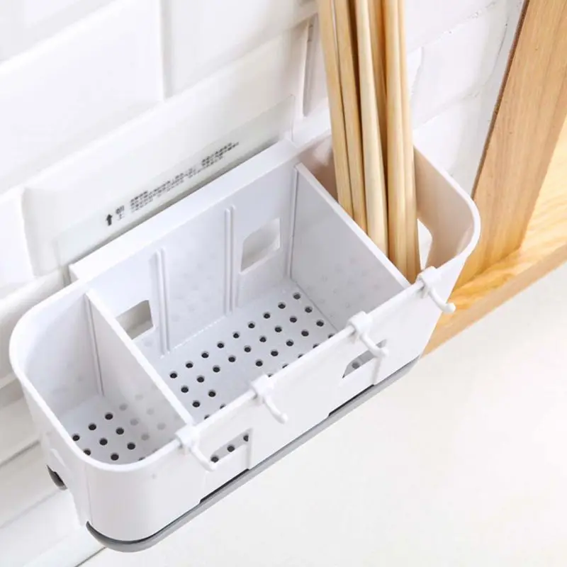 Wall Mounted Cutlery Drainer Rack with Drip Tray Utensils Organizer Spoon Fork Kitchen Supplies
